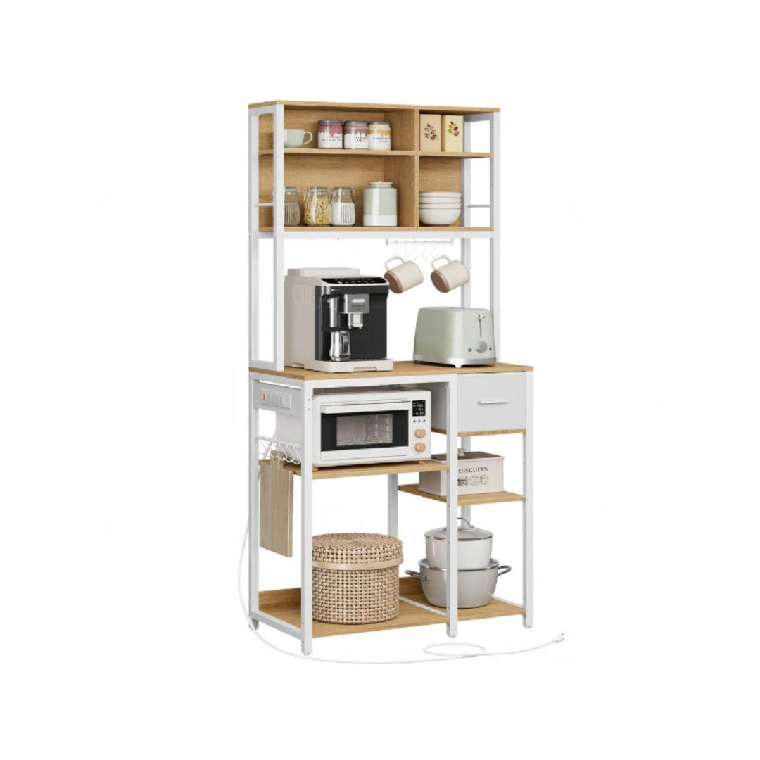 Baker’s Rack with Charging Station and Storage Shelves, Kitchen Rack