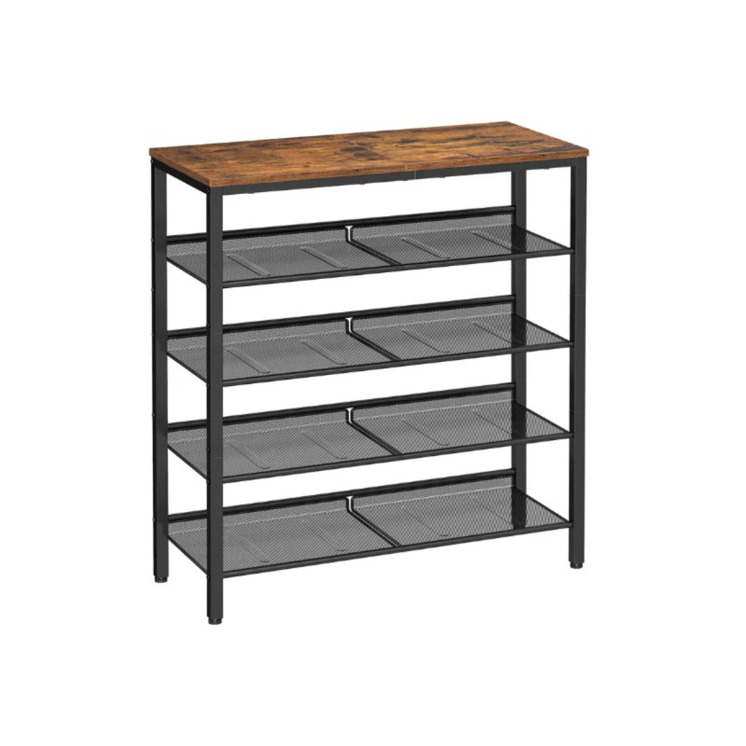 5 Tier Shoe Rack With Storage Shelves & Top Shelf Organizer