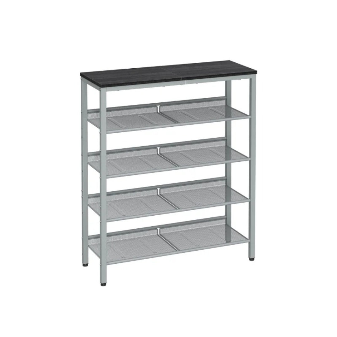 5 Tier Shoe Rack With Storage Shelves & Top Shelf Organizer