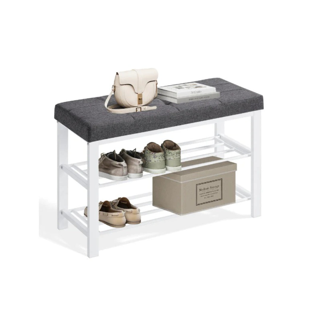 Shoe Bench With Cushion, 23.6/31.9 Inch Storage Bench