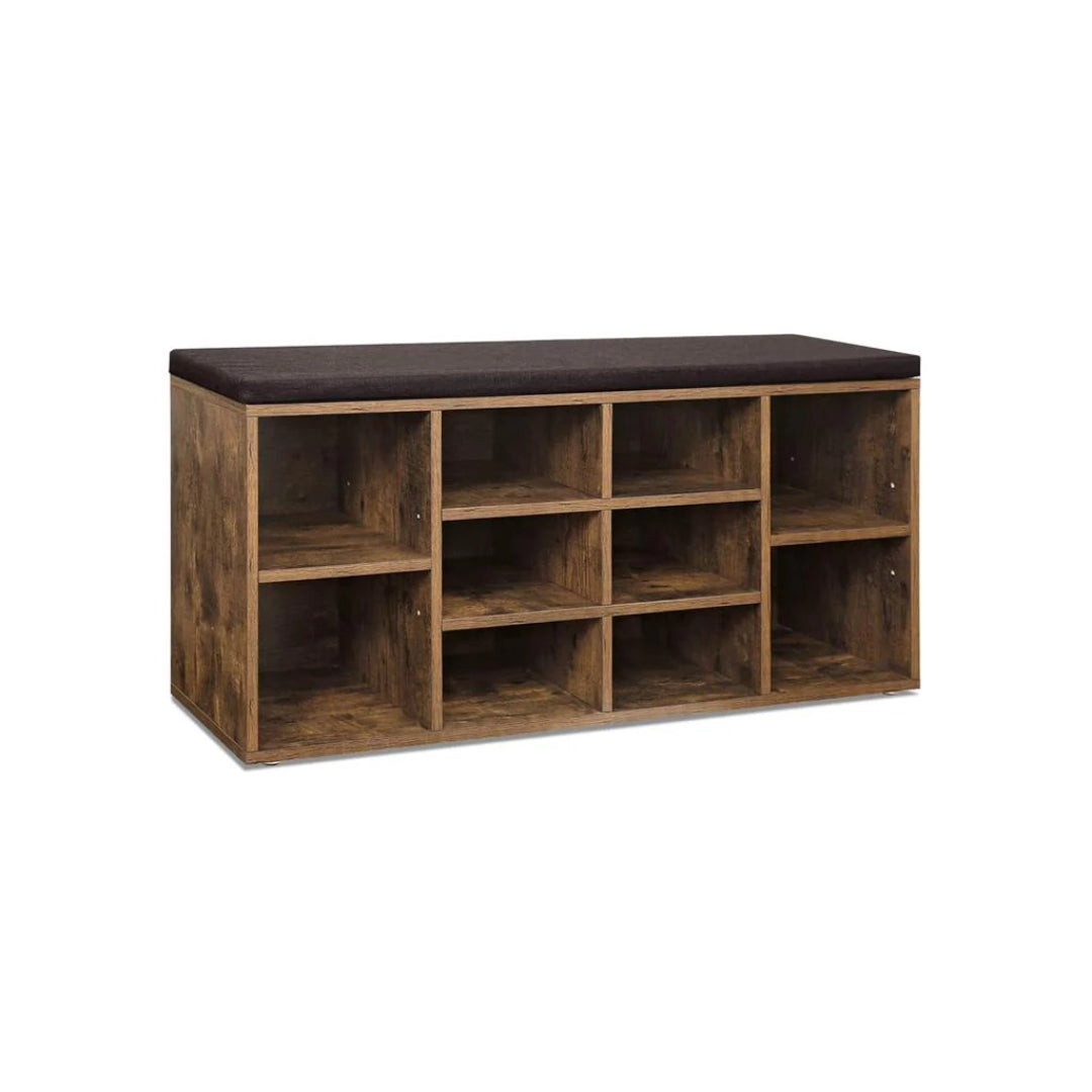 Shoe Storage Bench With Cushion, 9/10/12 Compartments Organizer