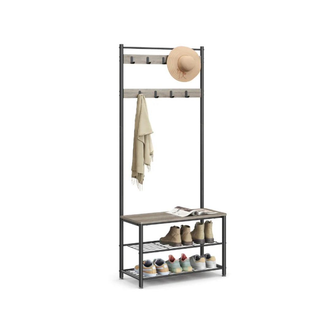 Coat Rack With Shoe Storage Bench And 9 Hooks Entryway Hall Tree