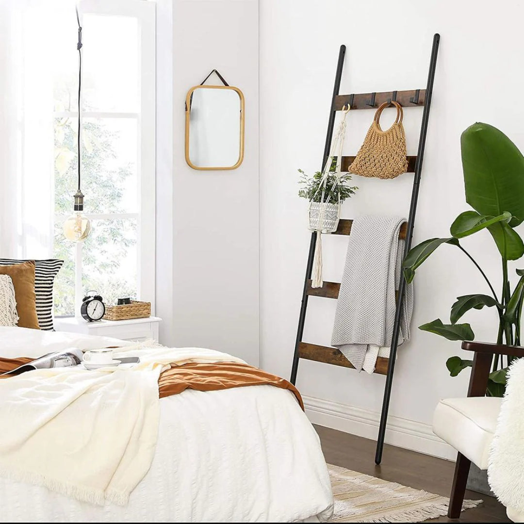 Ladder Shelf 5-Tier Blanket Rack Storage 25.6in Wide