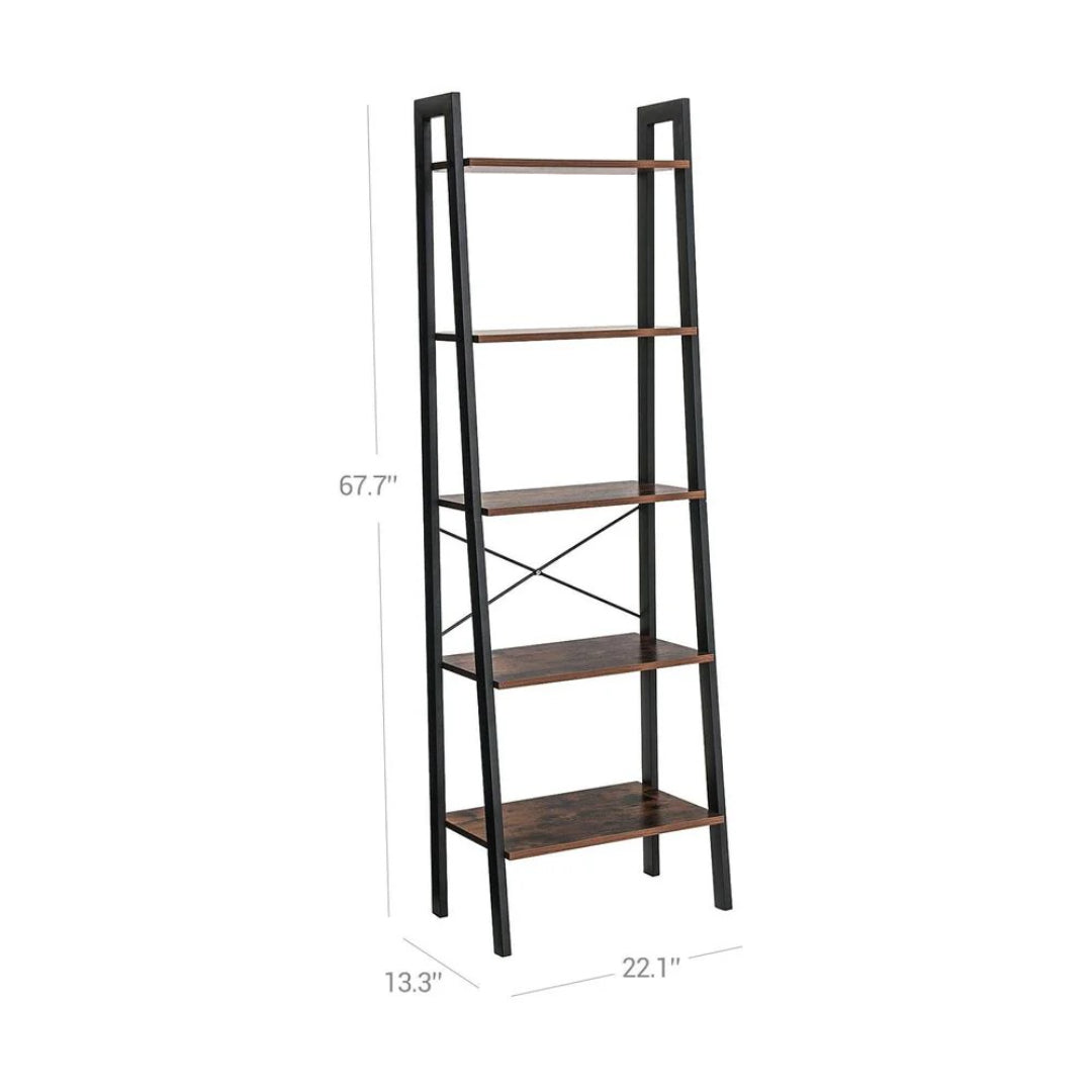 5 Tier Ladder Shelf With Steel Frame Storage Rack