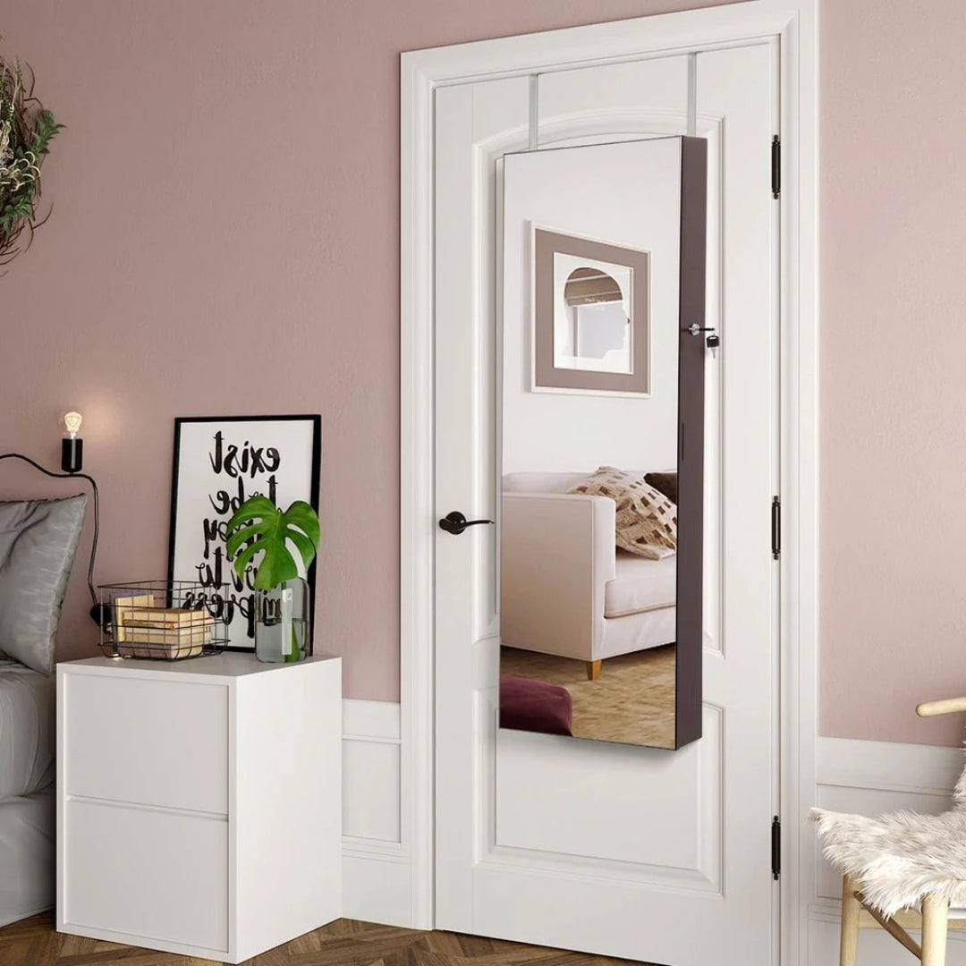 Wall Mounted Jewelry Armoire Cabinet With Mirror LED Lights