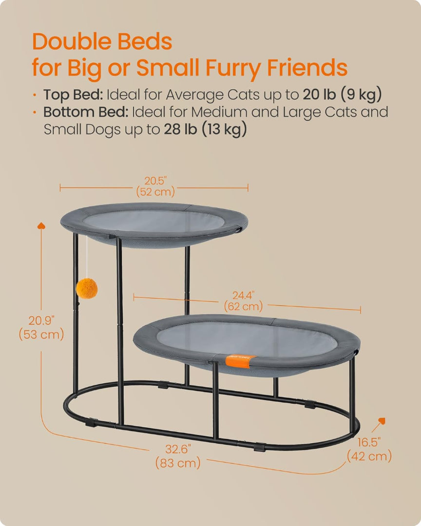Elevated Cat Bed 2 Tier Raised Pet Bed With Mesh Platform