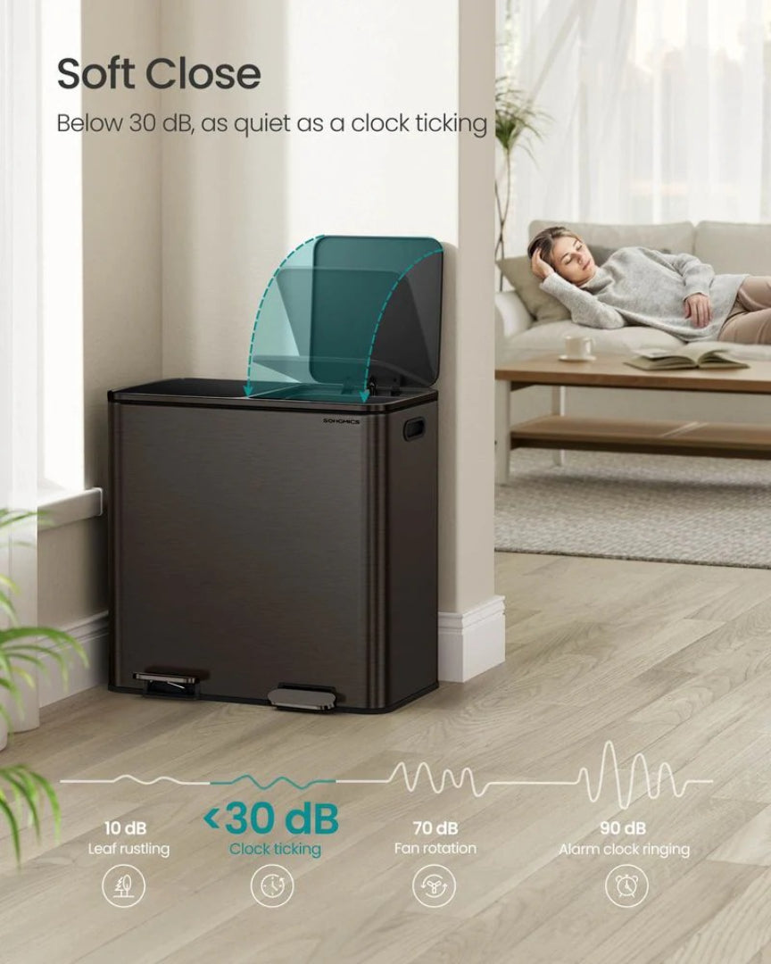 Dual Compartment Kitchen Trash Can with Pedal, 2 x 10.6 Gallon