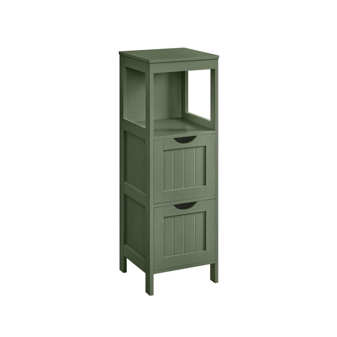 Bathroom Floor Cabinet With 2 Drawers Slim Storage 35in High