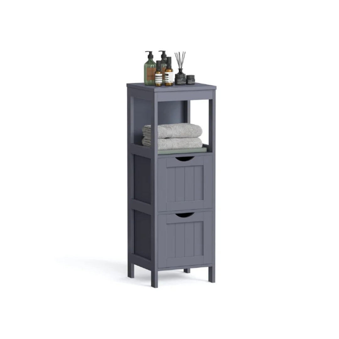 Bathroom Floor Cabinet With 2 Drawers Slim Storage 35in High