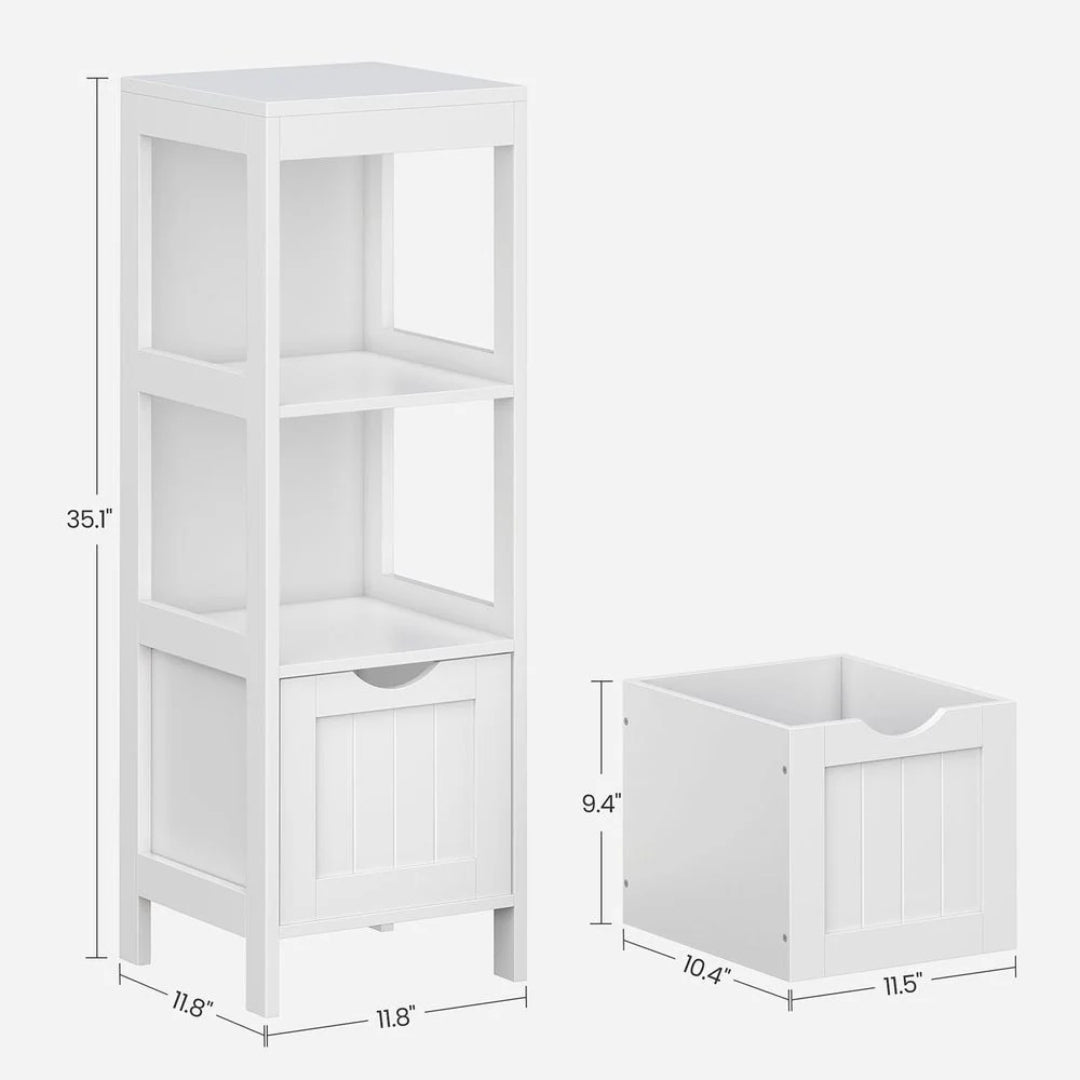Bathroom Floor Cabinet With 2 Drawers Slim Storage 35in High