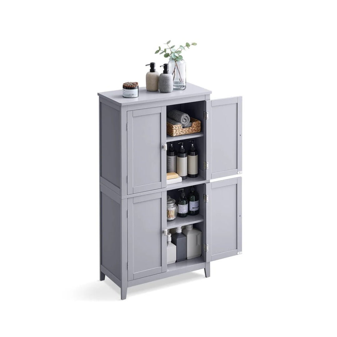 Bathroom Storage Cabinet Floor Cabinet 4 Doors Adjustable Shelves