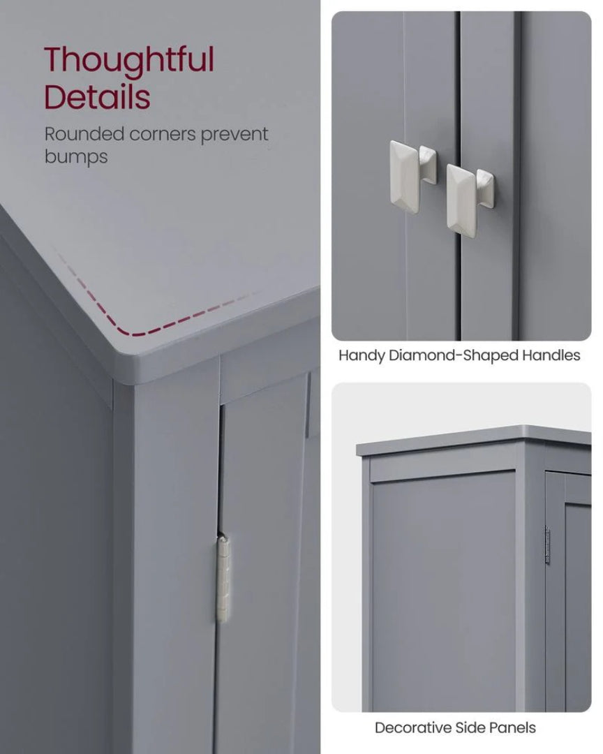 Bathroom Storage Cabinet Floor Cabinet 4 Doors Adjustable Shelves