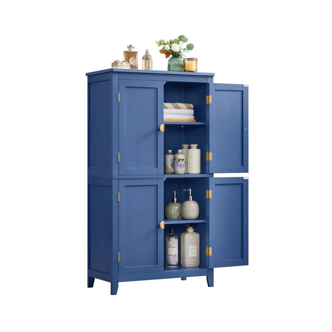 Bathroom Storage Cabinet Floor Cabinet 4 Doors Adjustable Shelves