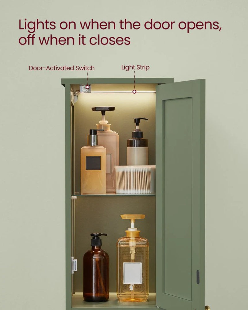 Bathroom Cabinet With Lights Tall Storage Cabinet 66.9in High