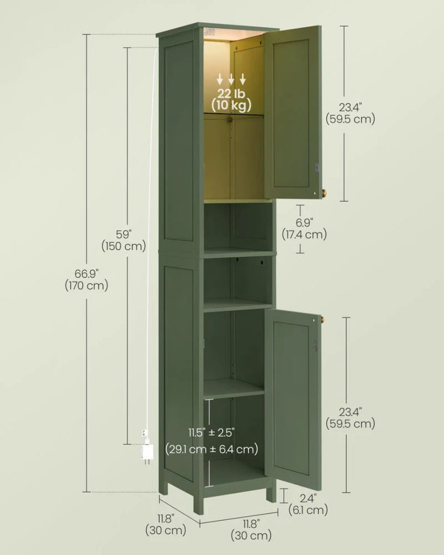 Bathroom Cabinet With Lights Tall Storage Cabinet 66.9in High