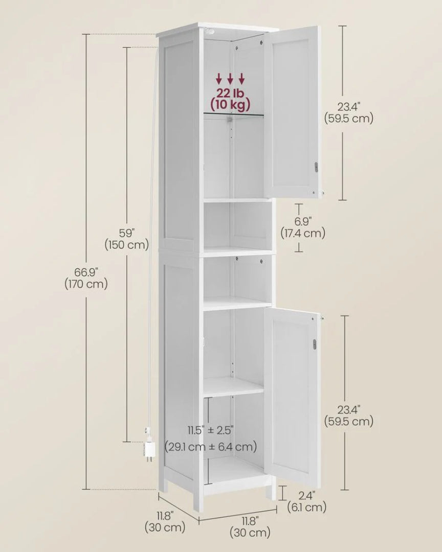 Bathroom Cabinet With Lights Tall Storage Cabinet 66.9in High