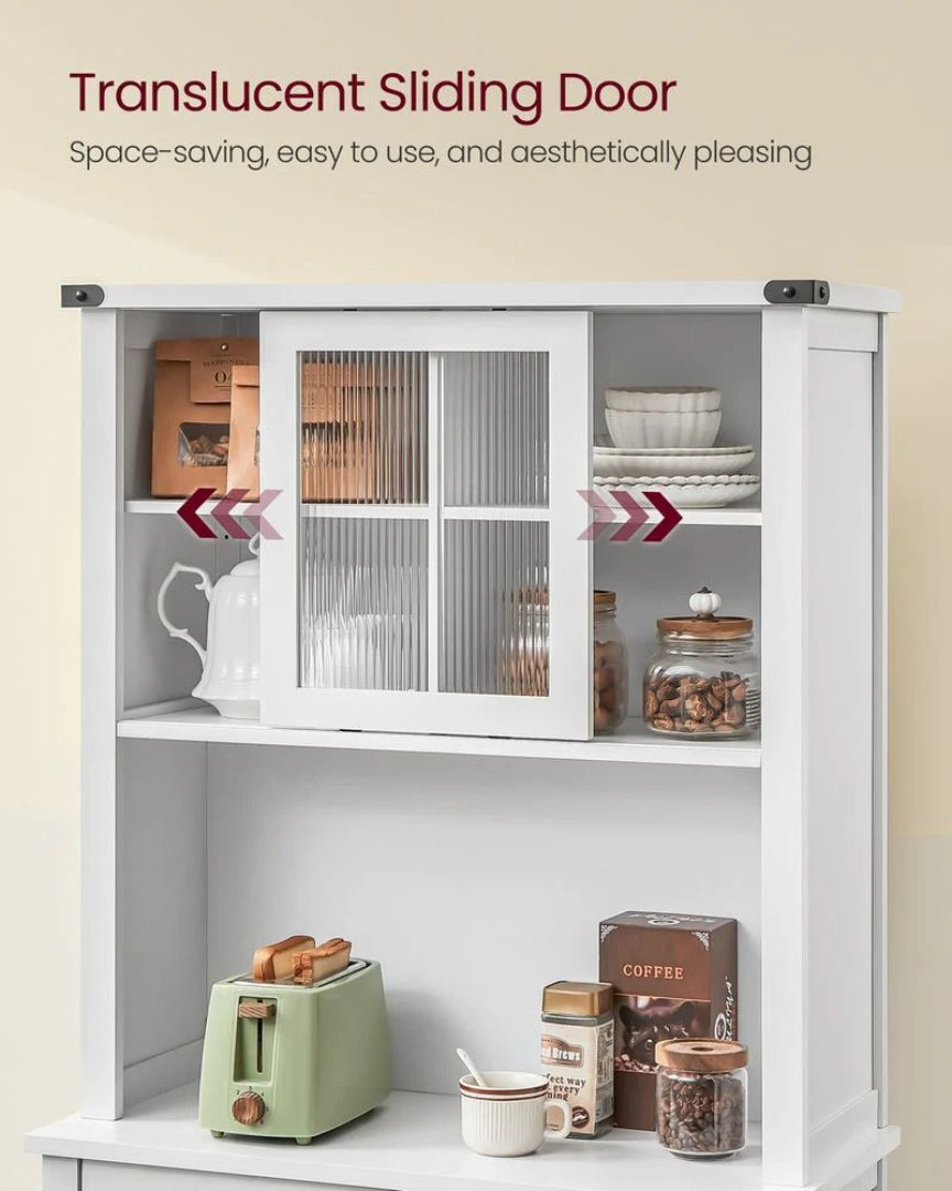 71-Inch Pantry Cabinet with Lights and Charging Station
