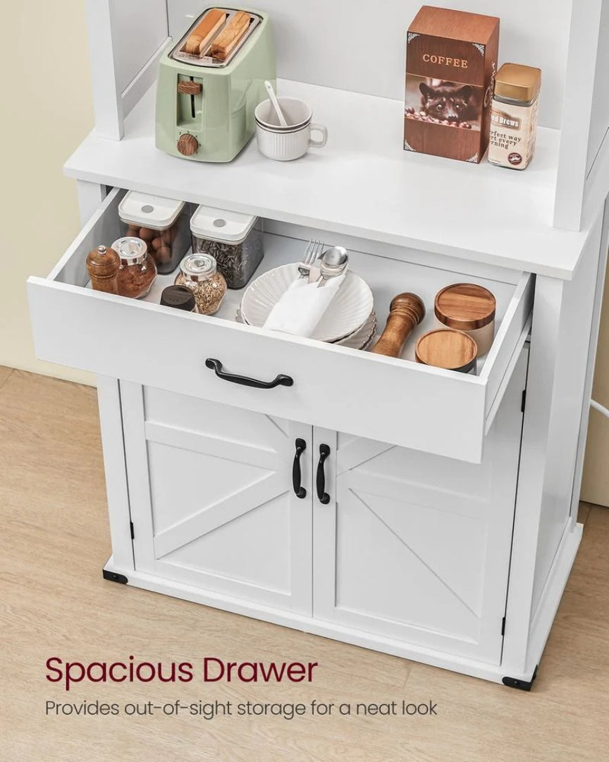 71-Inch Pantry Cabinet with Lights and Charging Station