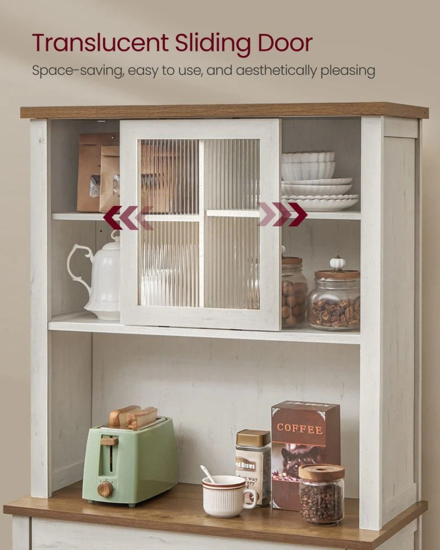 71-Inch Pantry Cabinet with Lights and Charging Station