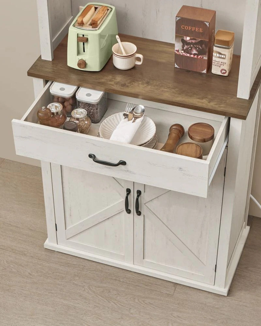 71-Inch Pantry Cabinet with Lights and Charging Station
