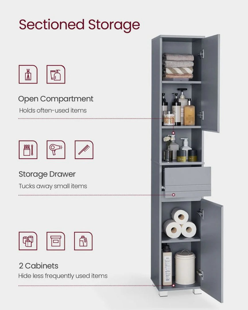 Slim Bathroom Storage Cabinet Tall Floor Cabinet With Drawers