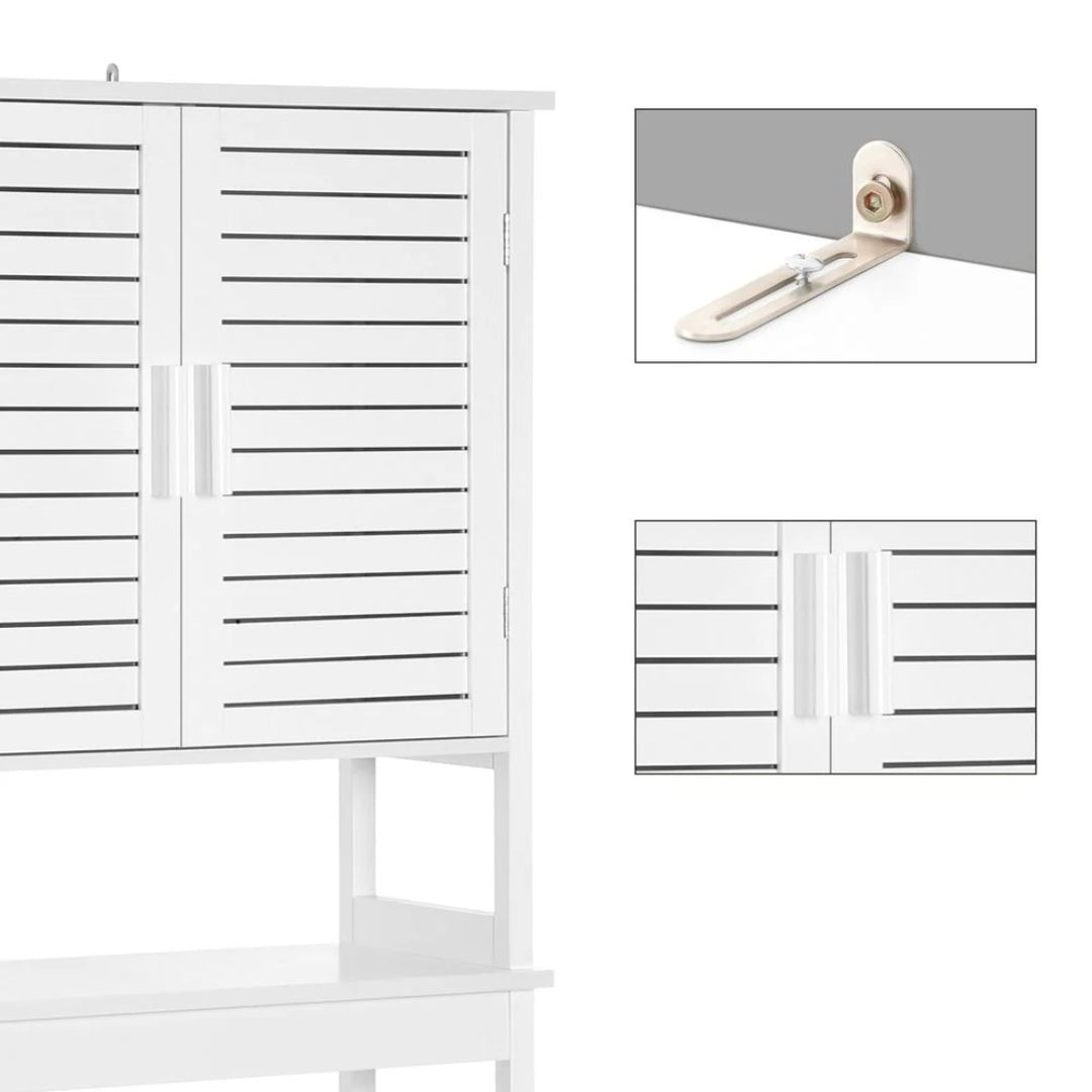 Bamboo Over Toilet Storage Cabinet With Doors And Shelf