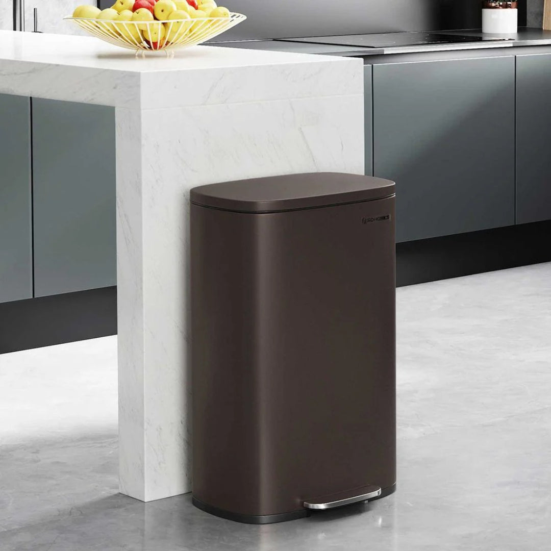 13-Gallon Stainless Steel Step Trash Can with Soft-Close Lid