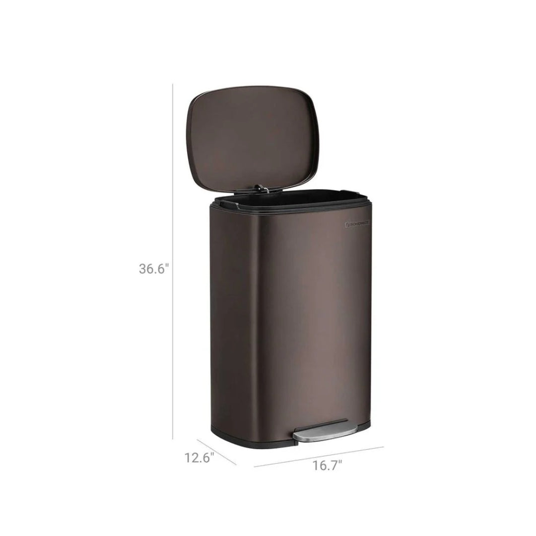 13-Gallon Stainless Steel Step Trash Can with Soft-Close Lid