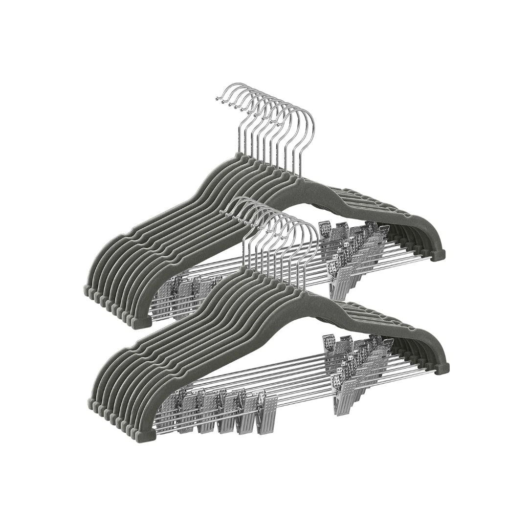 Velvet Pants Hangers With Adjustable Clips Set
