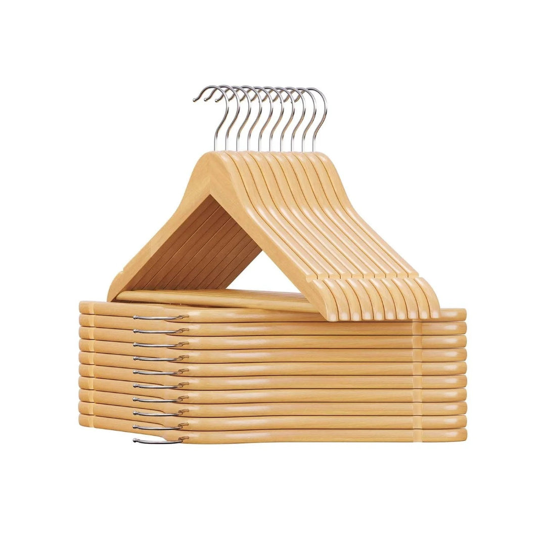 Wood Coat Hangers 20 Pack With Shoulder Notches
