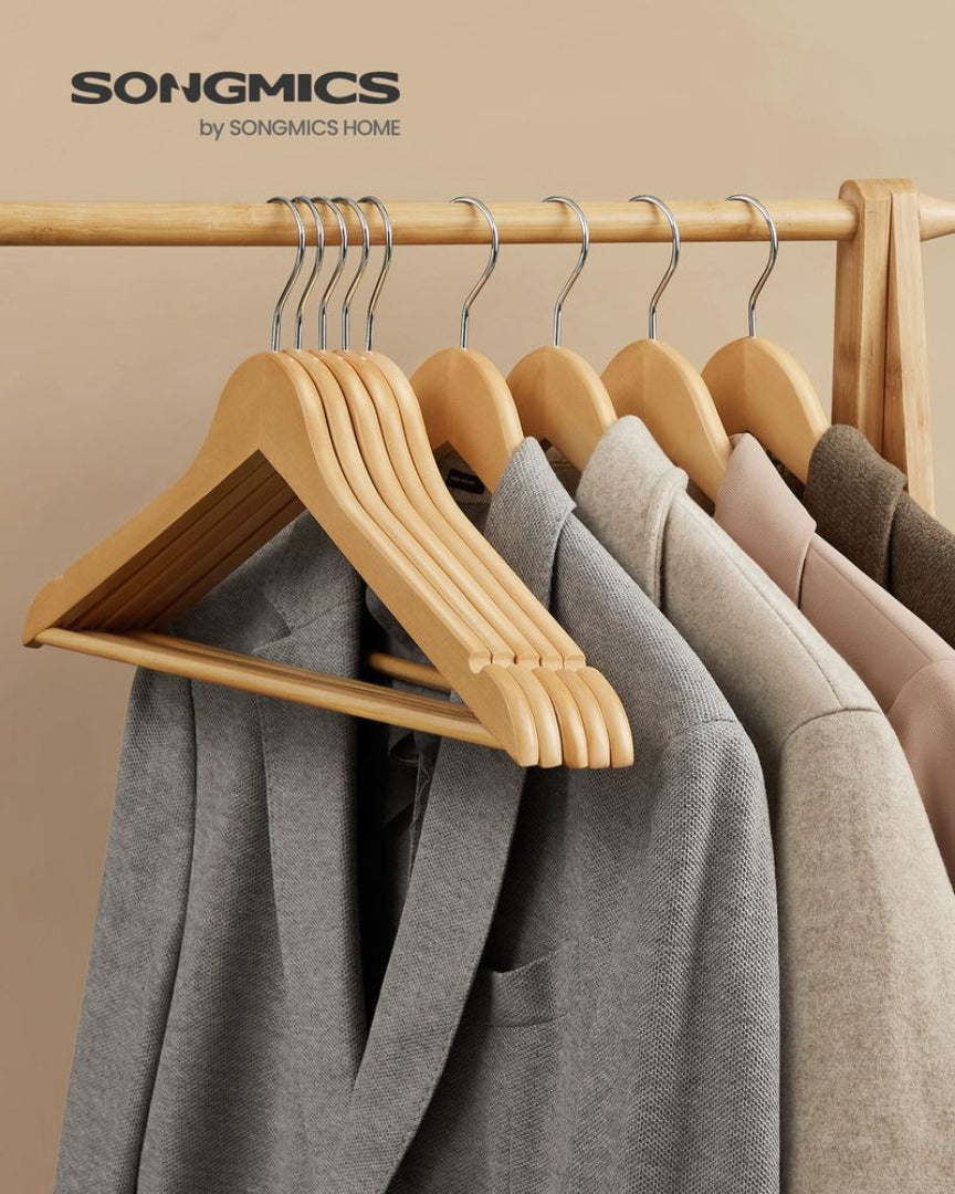 Wood Coat Hangers 20 Pack With Shoulder Notches