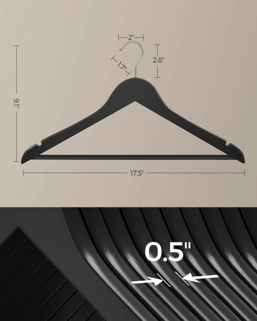 Wood Coat Hangers 20 Pack With Shoulder Notches