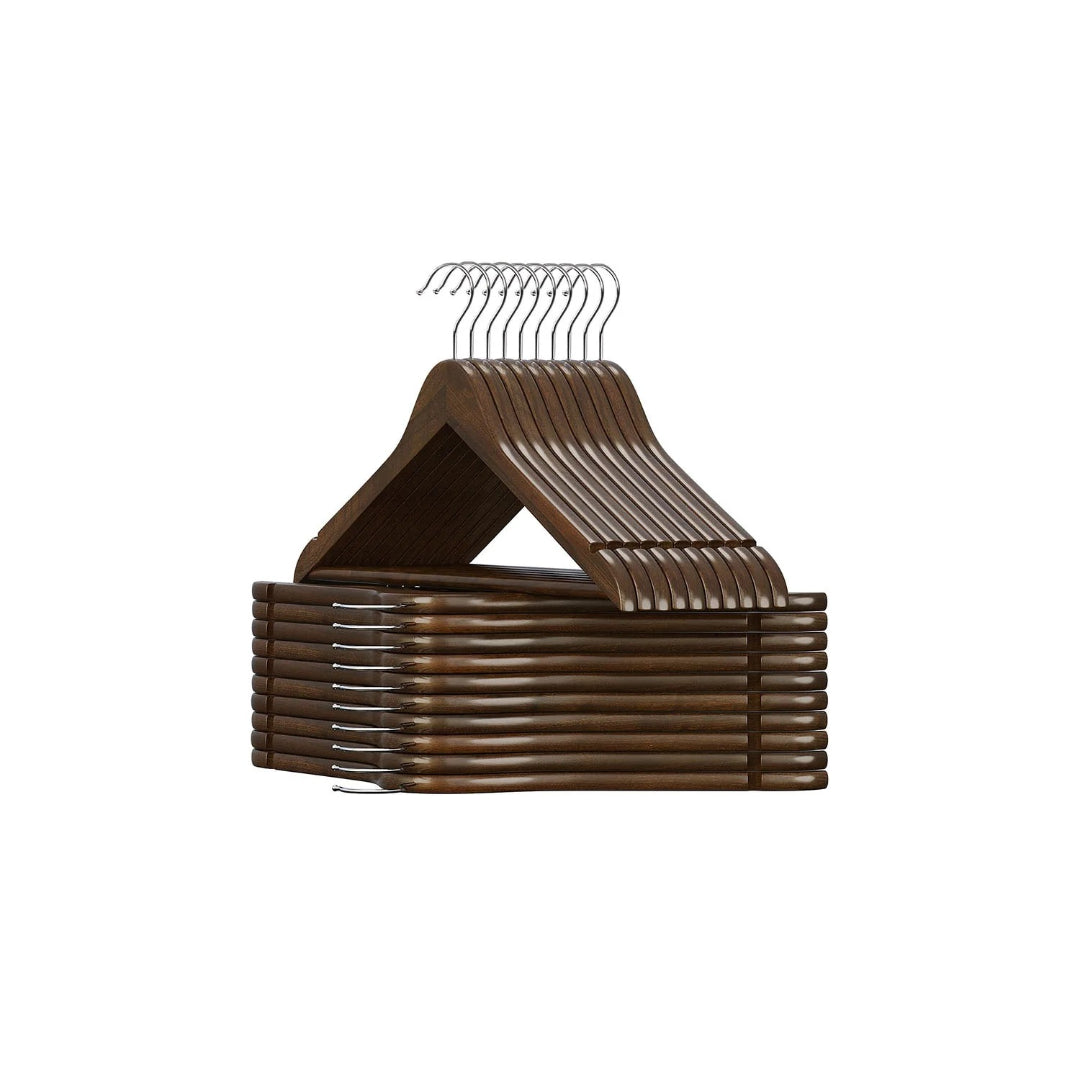 Wood Coat Hangers 20 Pack With Shoulder Notches