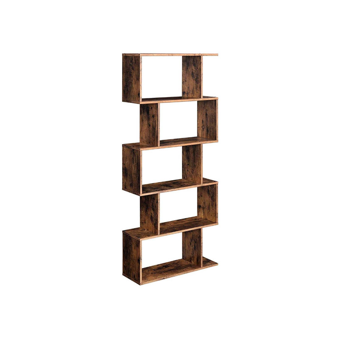 5 Tier Wooden Bookcase Storage Shelf Freestanding