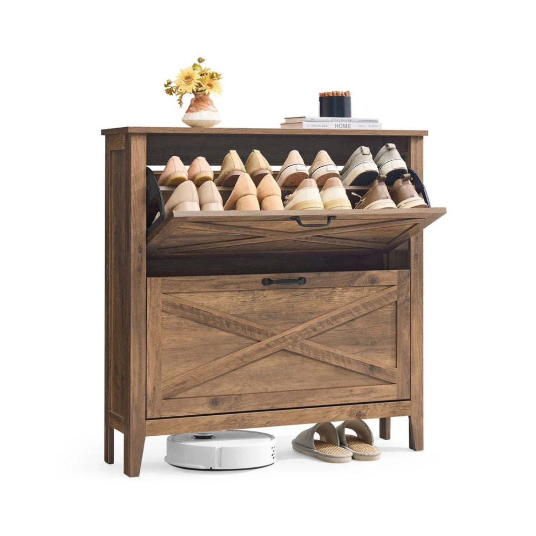 Shoe Storage Cabinet With Flip Drawers, Slim Entryway Organizer