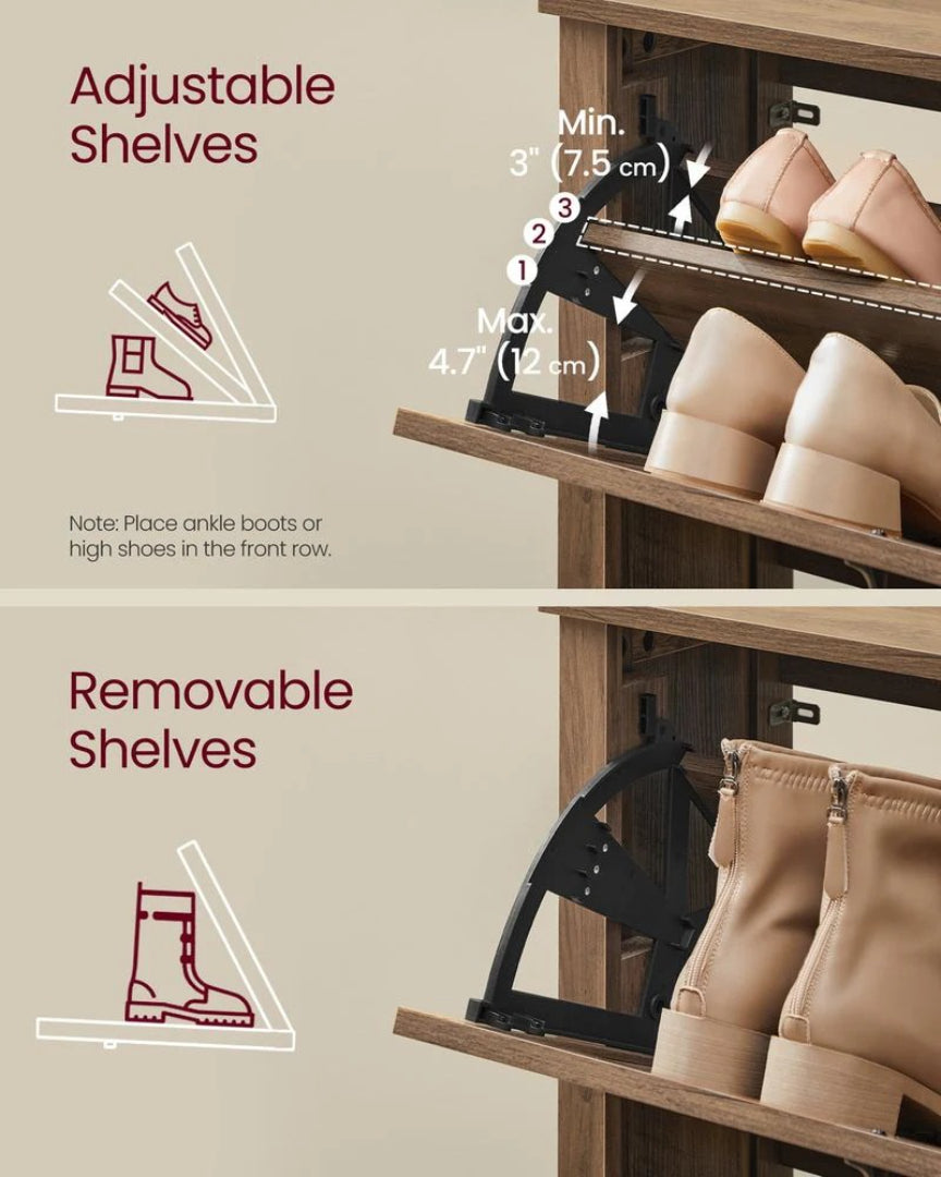Shoe Storage Cabinet With Flip Drawers, Slim Entryway Organizer