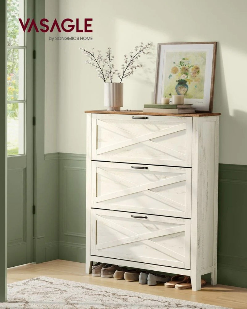 Shoe Storage Cabinet With 3 Flip Drawers, Slim Entryway Organizer
