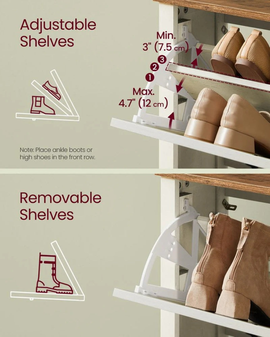 Shoe Storage Cabinet With 3 Flip Drawers, Slim Entryway Organizer