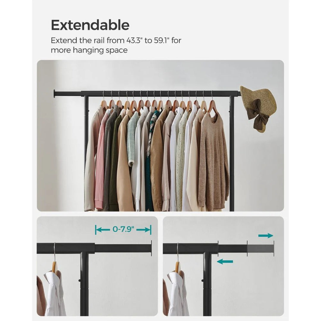 Clothes Rack Heavy Duty Rolling Garment Rack 43.3-59.1in Wide