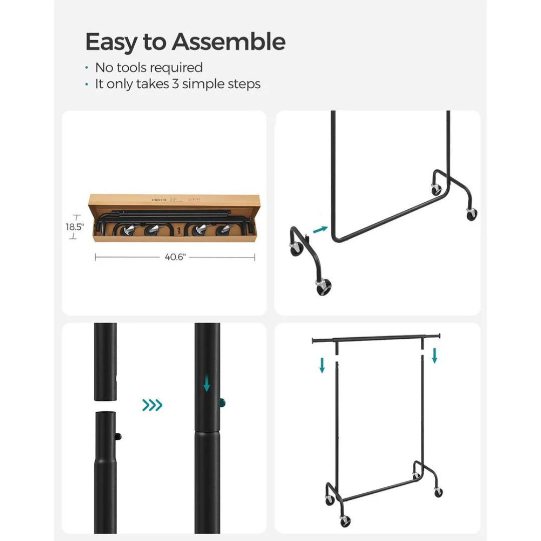 Clothes Rack Heavy Duty Rolling Garment Rack 43.3-59.1in Wide