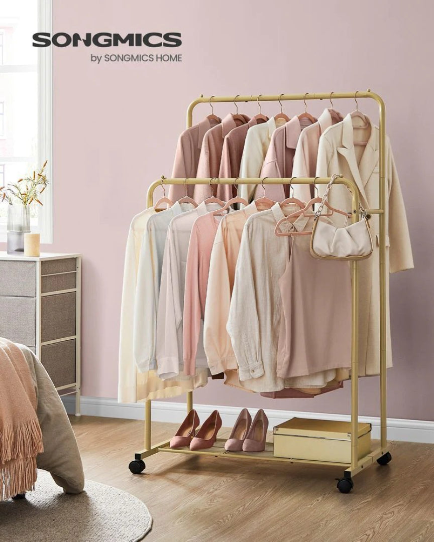 Clothes Rack With Wheels Metal Garment Rack 35.8in Wide