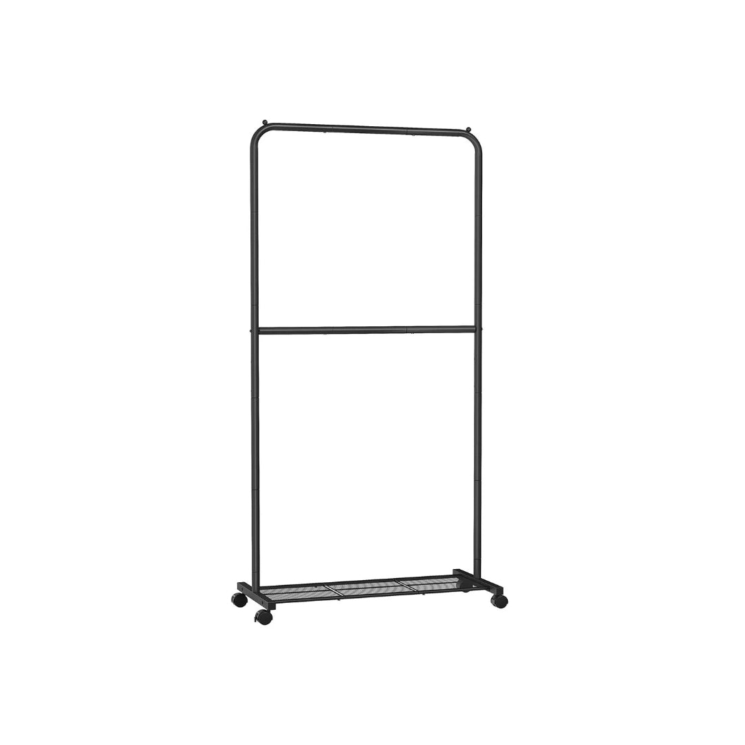 Clothes Rack Double Rod Rolling Garment Rack 35.8in Wide