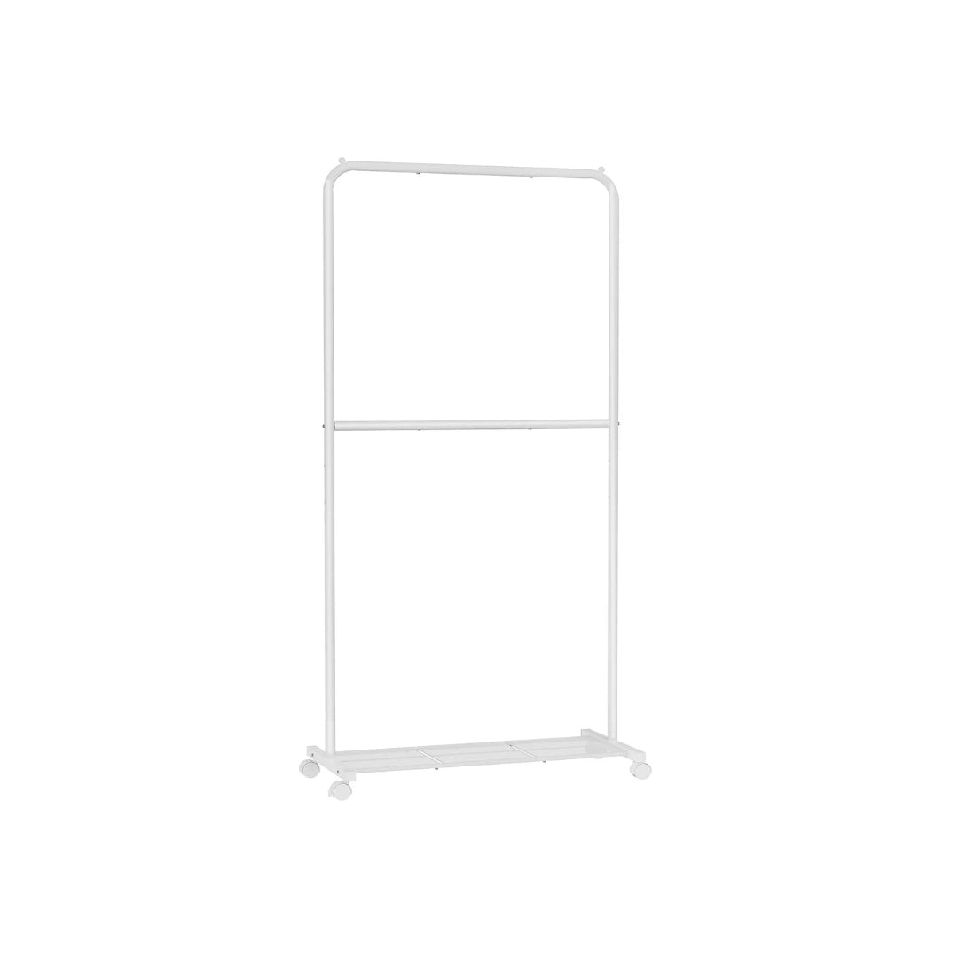 Clothes Rack Double Rod Rolling Garment Rack 35.8in Wide
