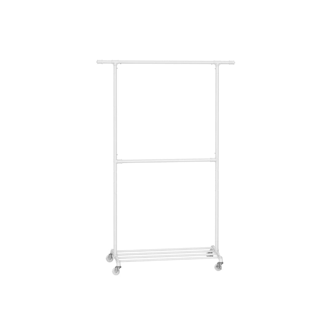 Clothing Rack Double Rod Rolling Garment Rack Heavy Duty