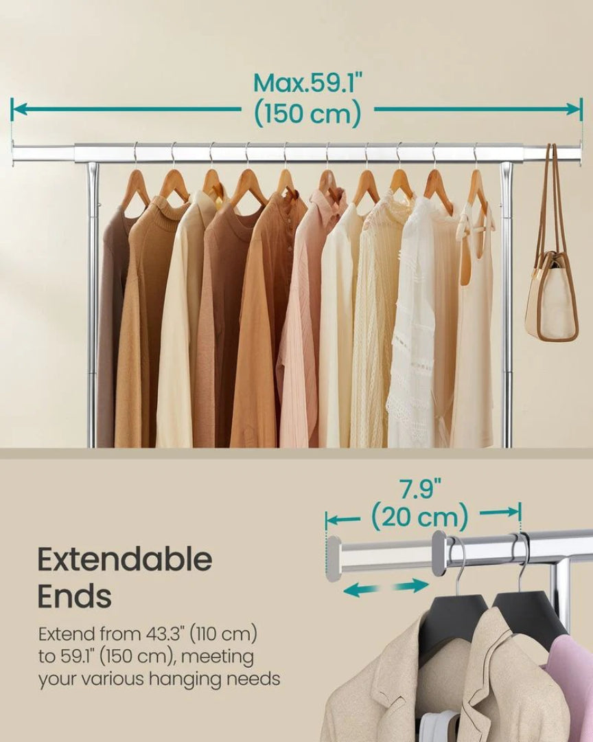 Clothes Rack Heavy Duty Rolling Garment Rack 43.3-59.1in Wide