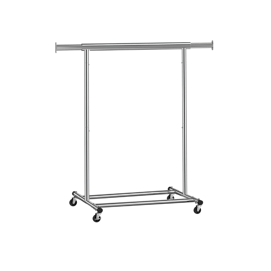 Clothes Rack With Extendable Rail Rolling Garment Rack 36.2-52in