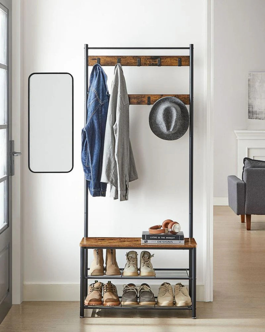 Coat Rack With Shoe Storage Bench And 9 Hooks Entryway Hall Tree
