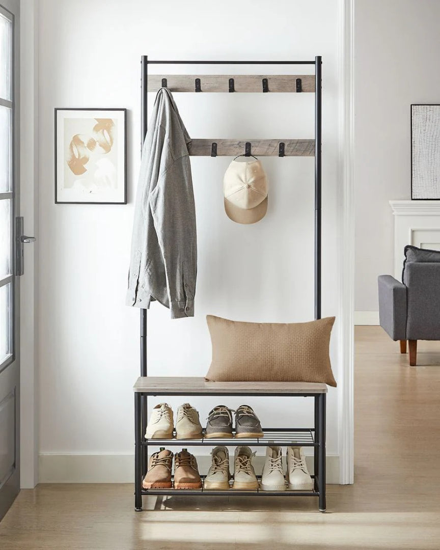 Coat Rack With Shoe Storage Bench And 9 Hooks Entryway Hall Tree