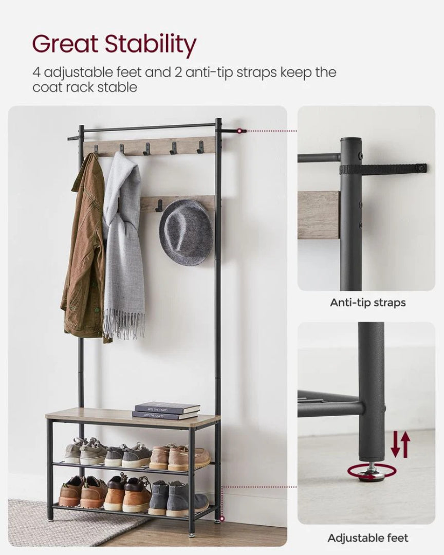 Coat Rack With Shoe Storage Bench And 9 Hooks Entryway Hall Tree