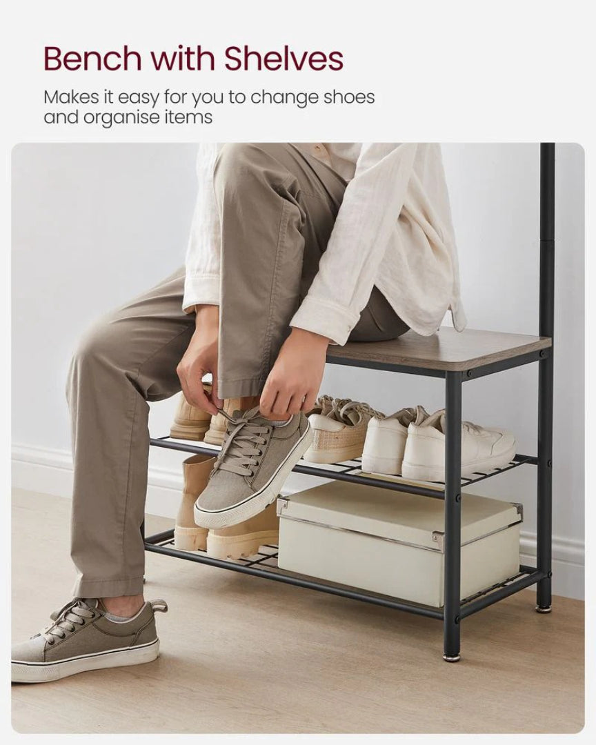 Coat Rack With Shoe Storage Bench And 9 Hooks Entryway Hall Tree